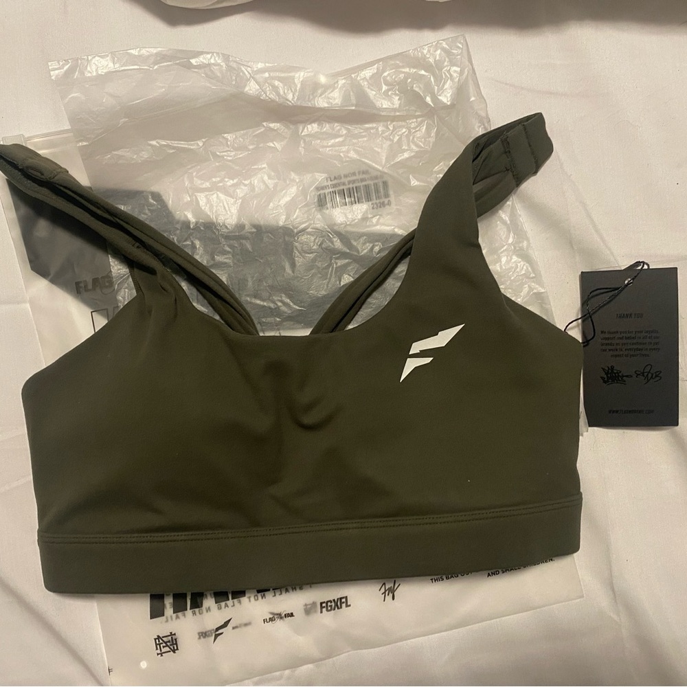 Flag Nor Fail CrissCross Sports Bra - Olive